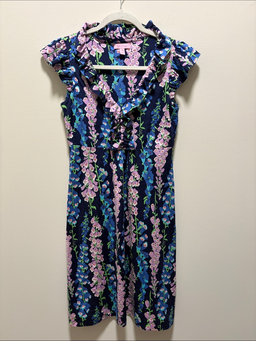 Lily Pulitzer Clare Floral Ruffle Silk Cotton Blend Dress Size XS